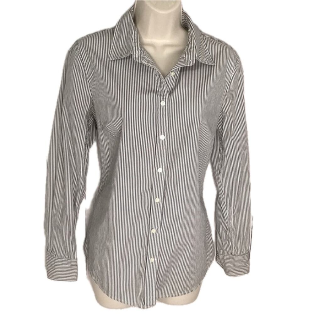 Gap Oversized Button Down Dark Gray Striped Shirt… - image 1